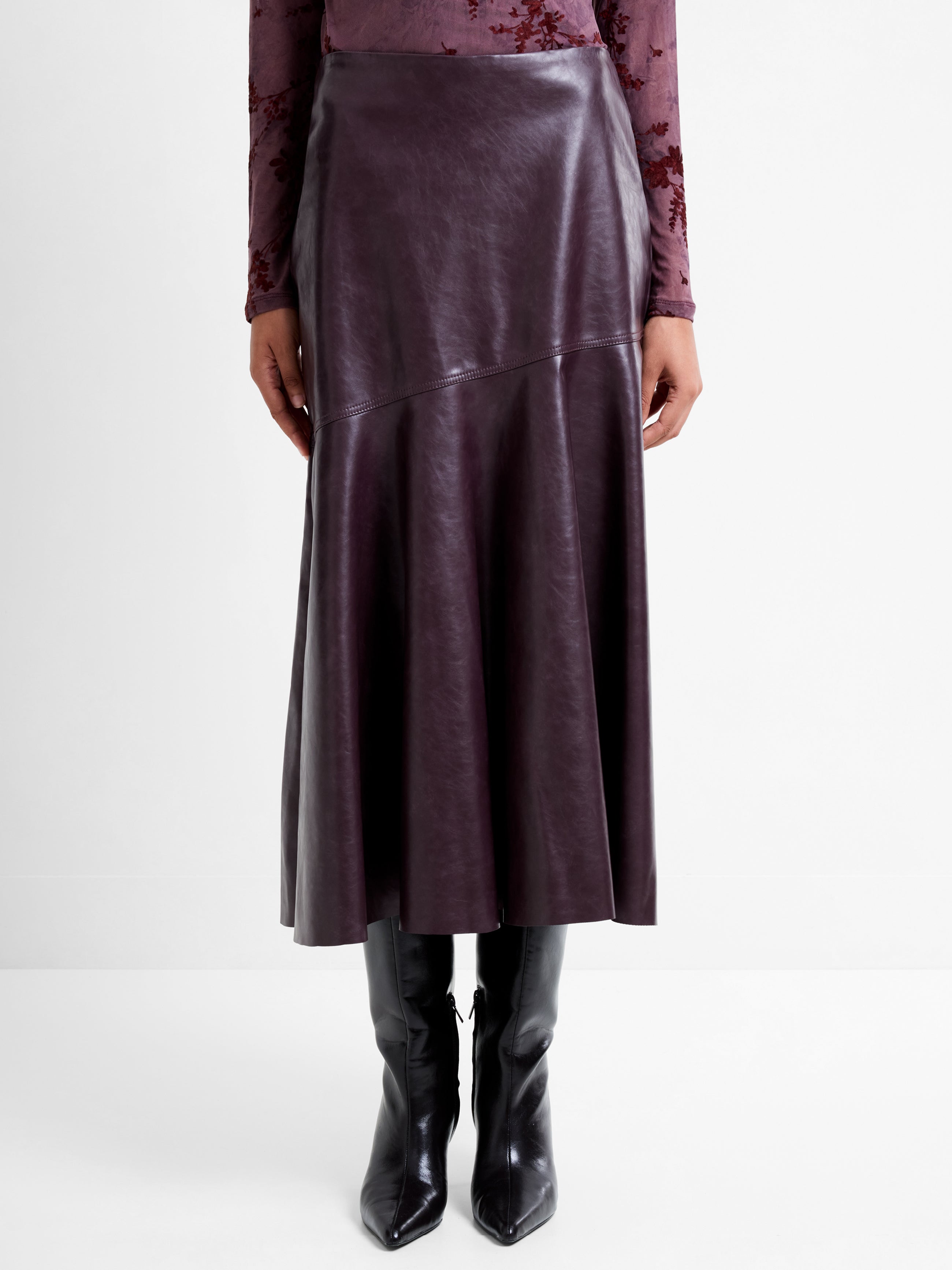 Kayleigh PU Fluted Midi Skirt
