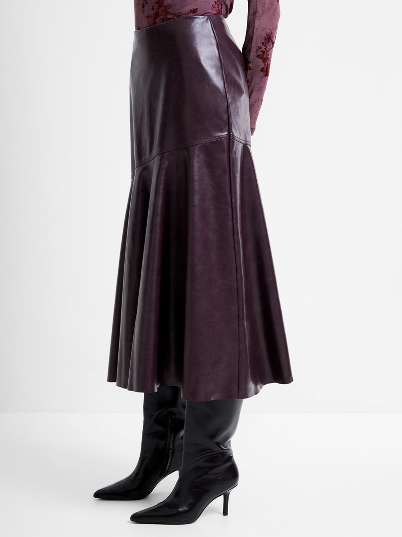 Kayleigh PU Fluted Midi Skirt