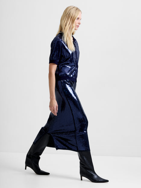 Hannah Knit Sequin Midi Skirt