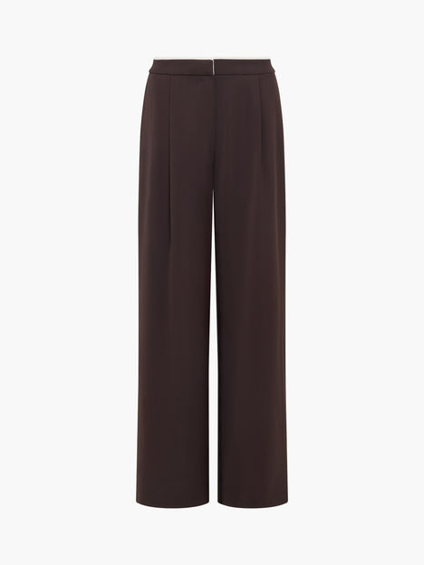 Vinnie Tailored Brown Contrast Trim Wide Leg Trousers