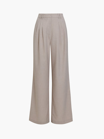 Misha Tailored Pleated Beige Wide Leg Trousers