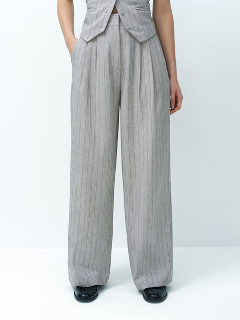 Enya Tailored Grey Pinstripe Wide Leg Trousers
