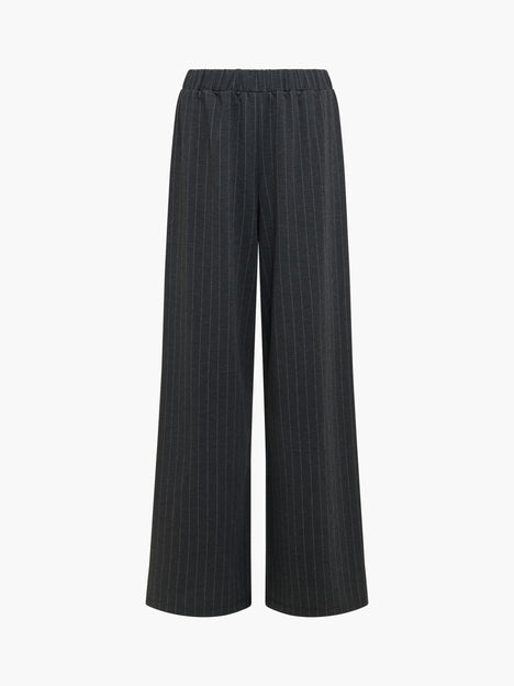 Sarai Grey Pinstripe Pull-On Wide Leg Trousers