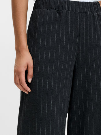 Sarai Grey Pinstripe Pull-On Wide Leg Trousers