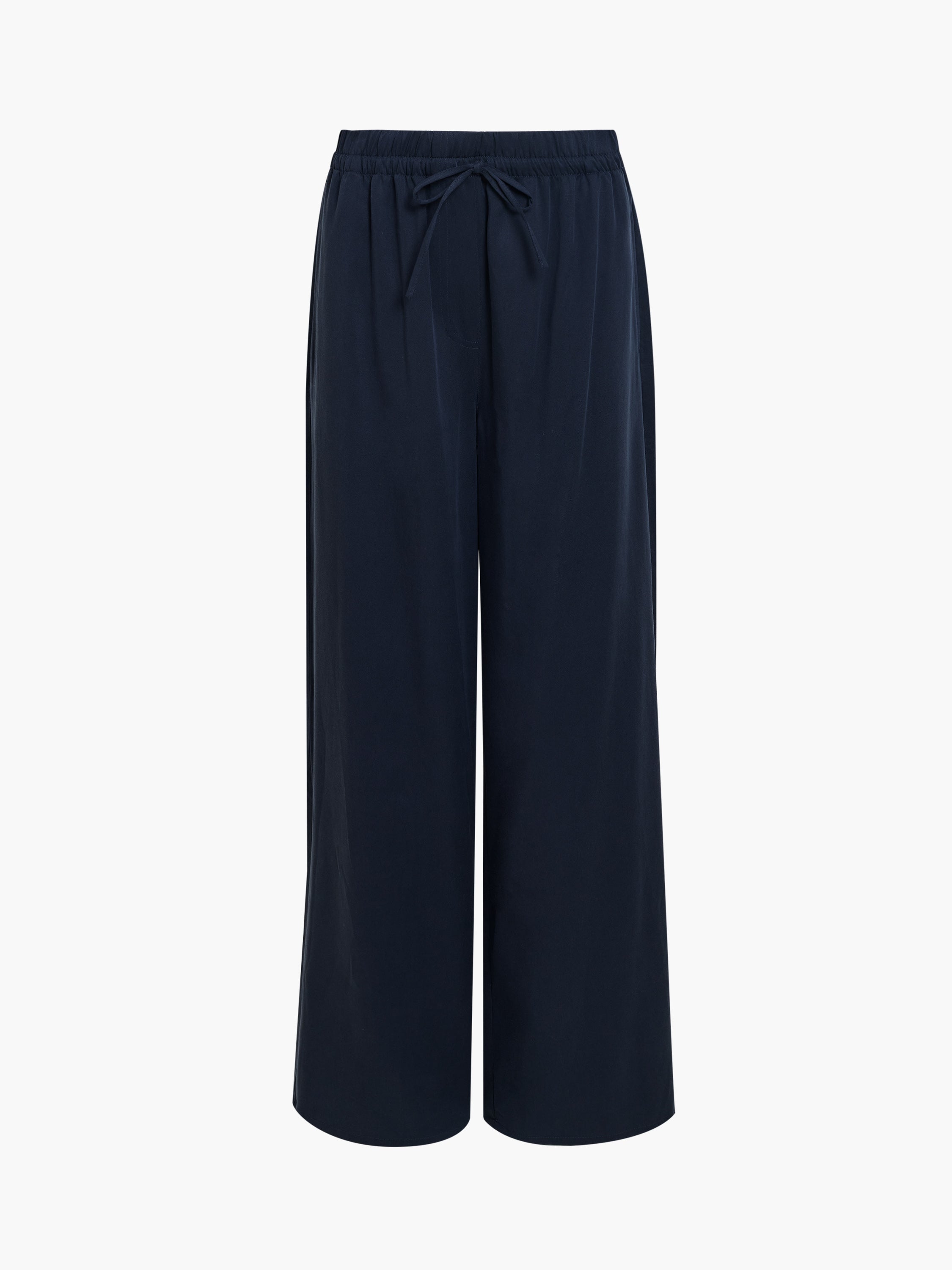 Yassie Pull-On Drawstring Navy Blue Barrel Leg Trousers