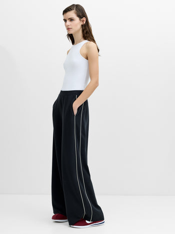 Wren Side Stripe Dark Grey Wide Leg Joggers
