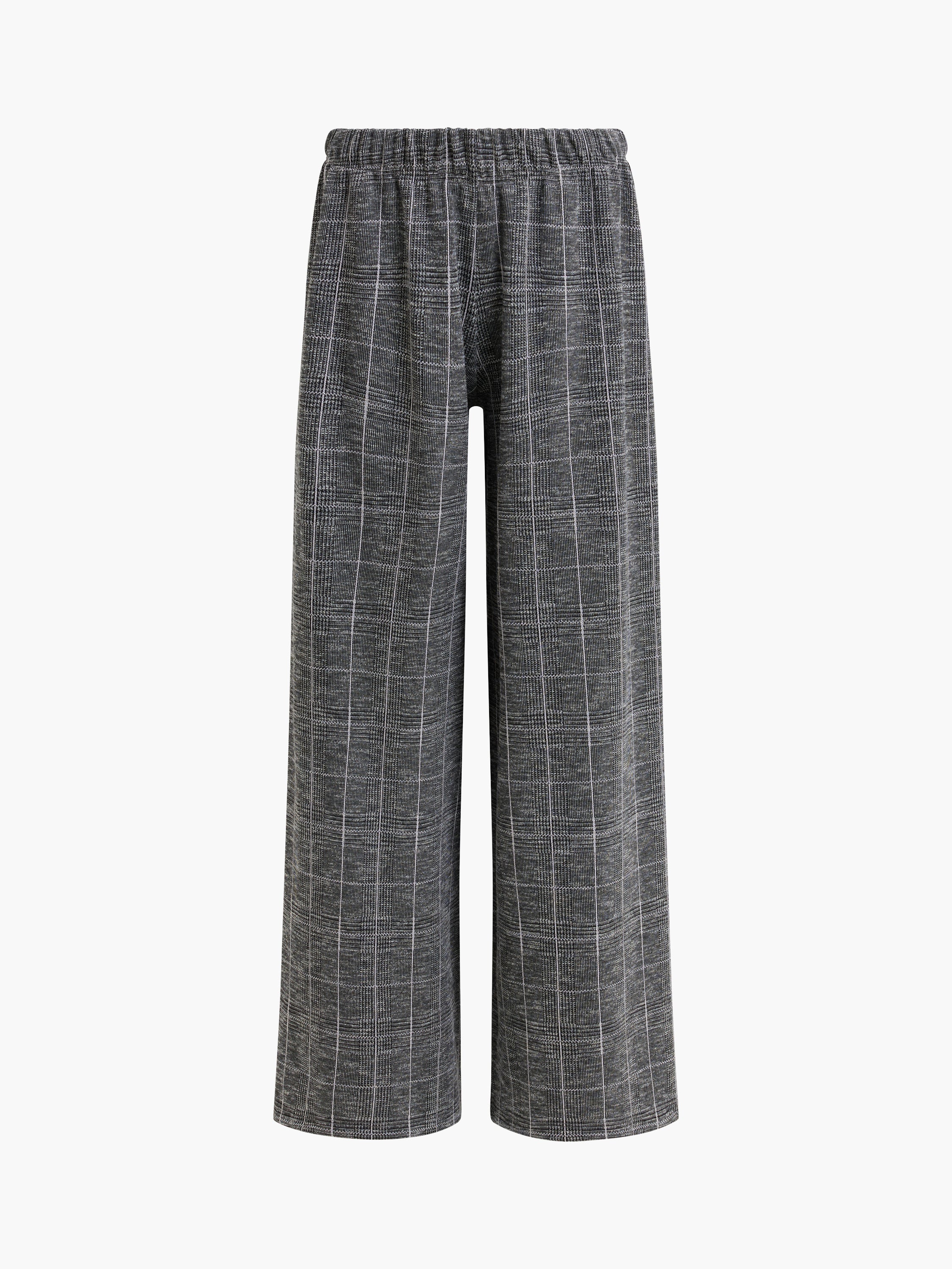 Wesley Jersey Grey Check Wide Leg Trousers