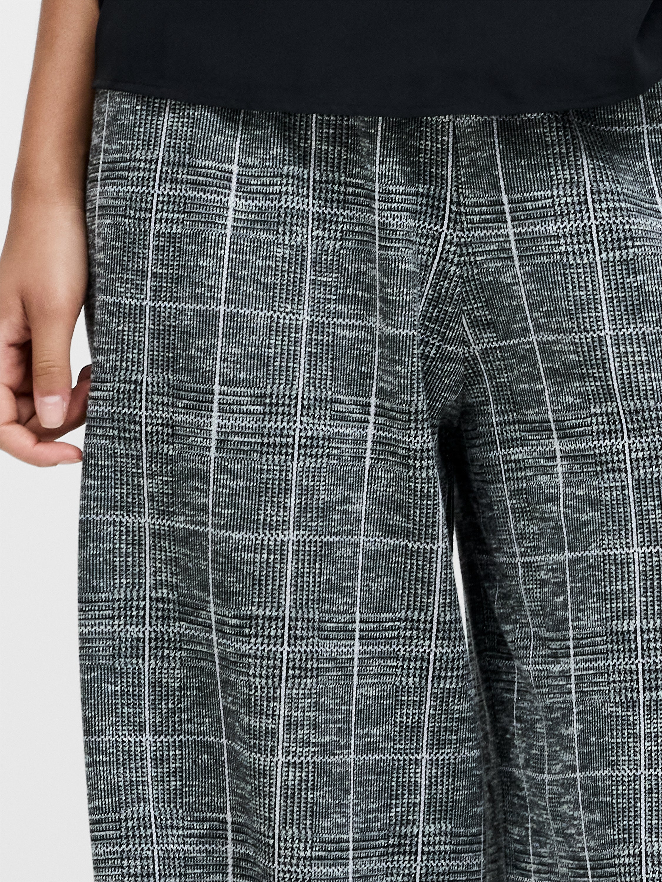 Wesley Jersey Grey Check Wide Leg Trousers