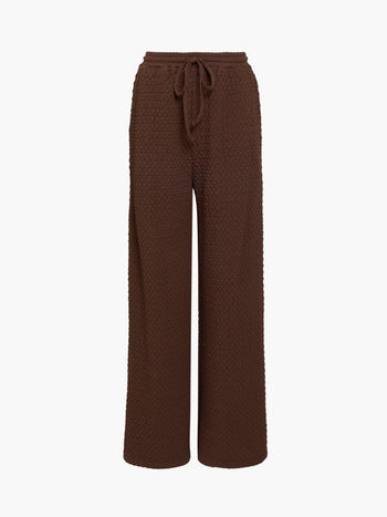Textured Drawstring Wide Leg Trousers