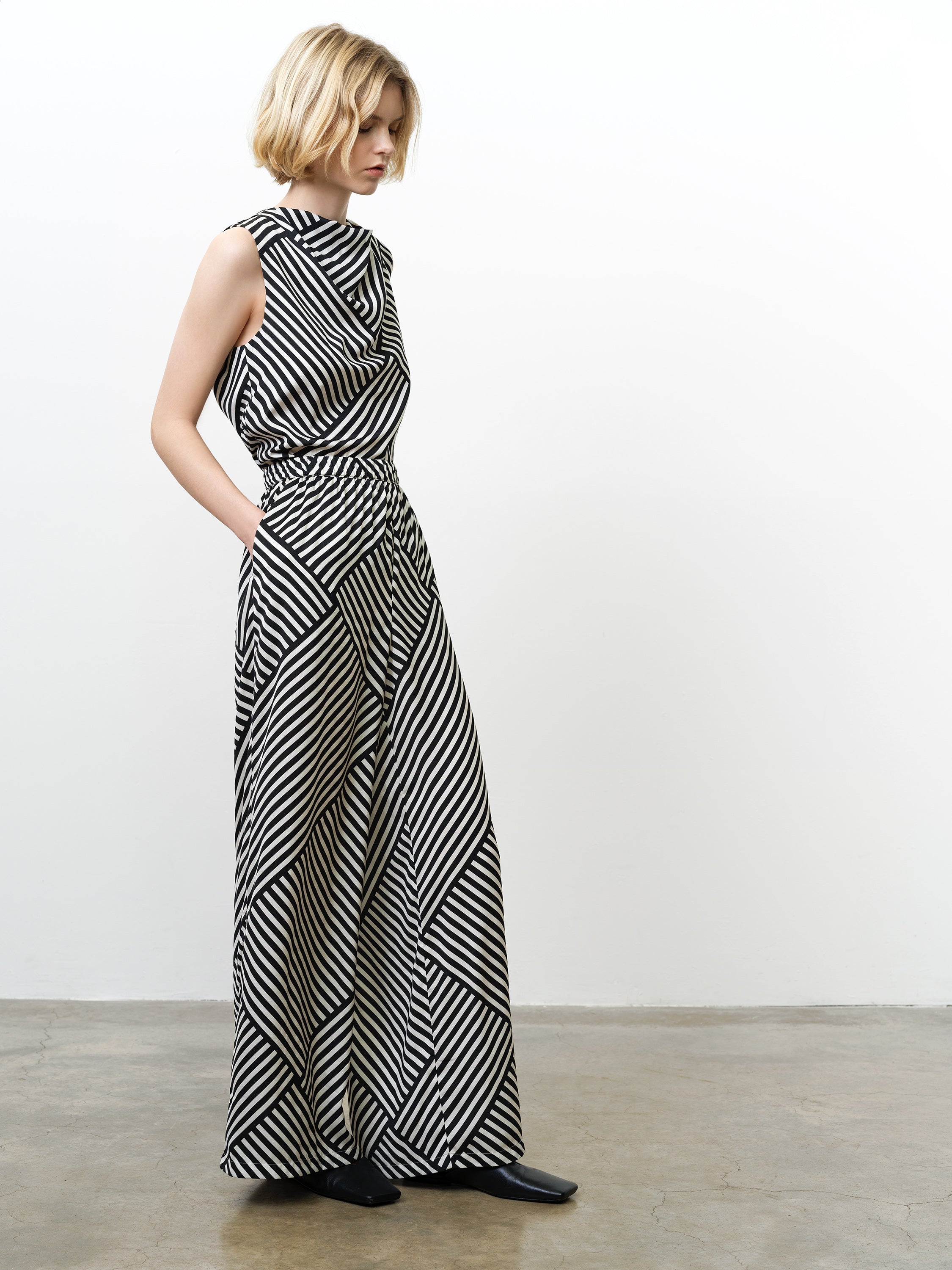 Striped Damasco Wide Leg Trousers