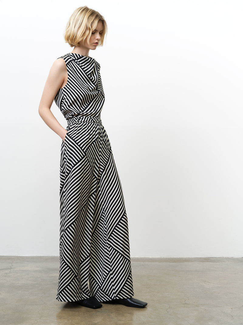 Striped Damasco Wide Leg Trousers