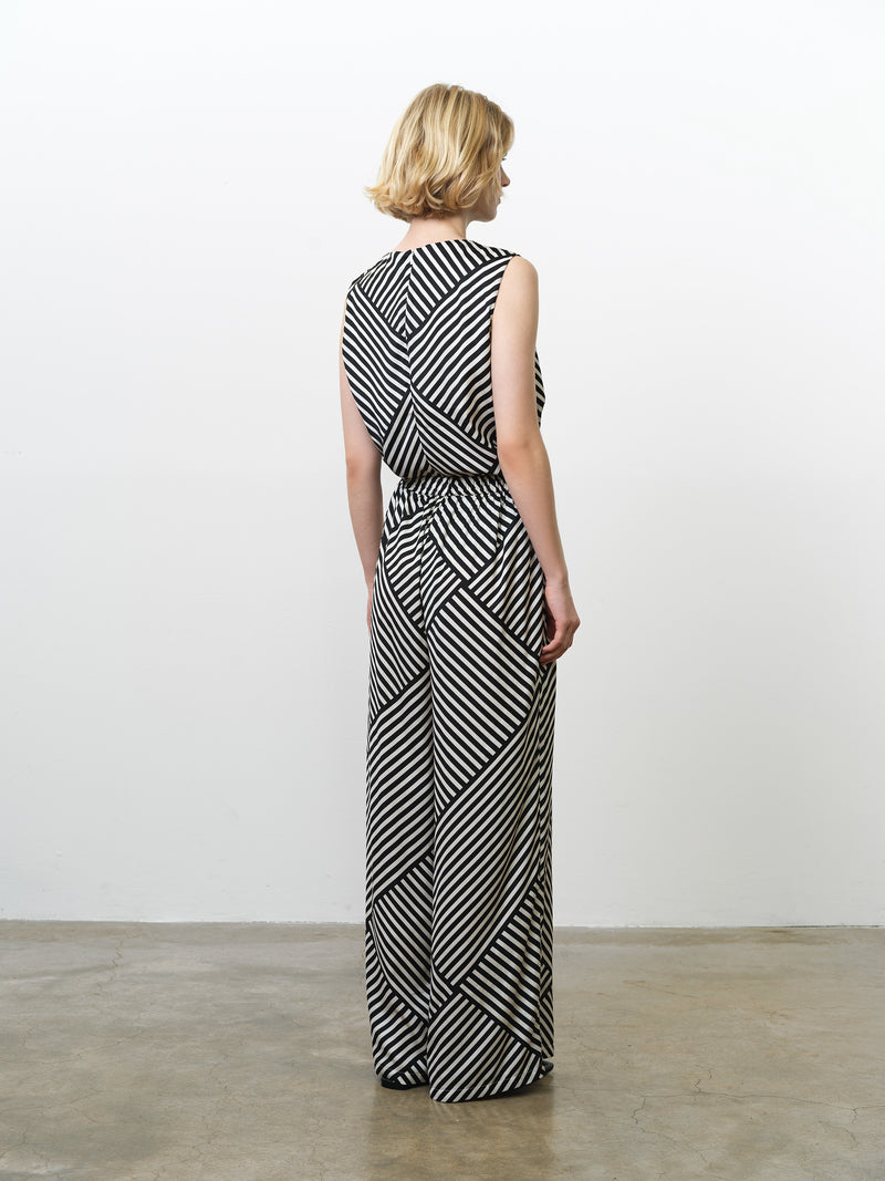 Striped Damasco Wide Leg Trousers