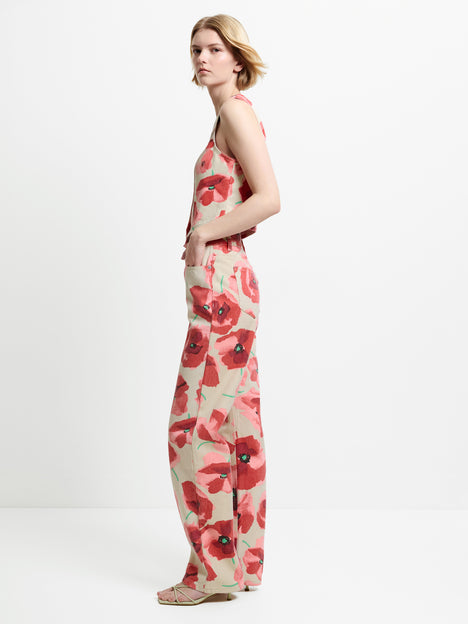 Poppy Dallas Floral Printed Denim Wide Leg Jeans