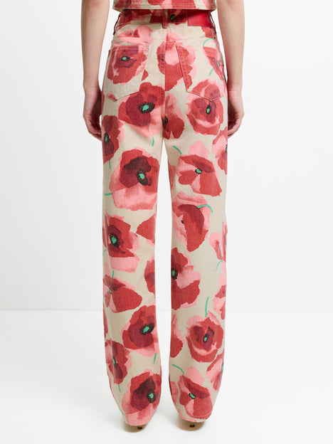 Poppy Dallas Floral Printed Denim Wide Leg Jeans