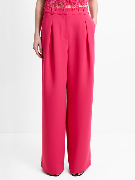 Tiana Tailored Pleated Pink Wide Leg Trousers