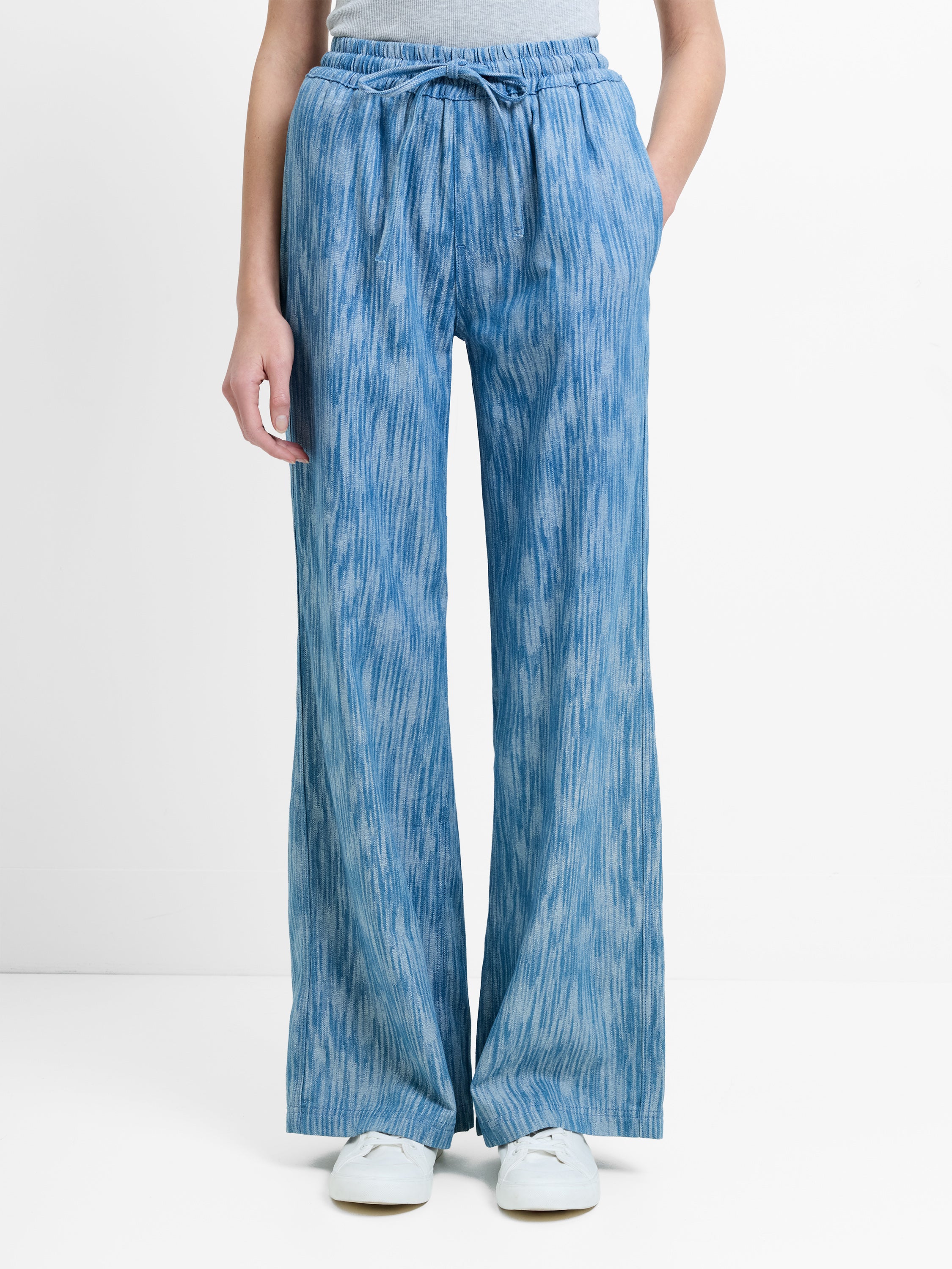 Bessie Textured Denim Wide Leg Trousers