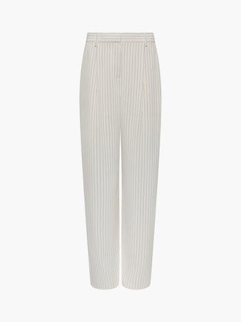 Vinnie Tailored Cream Pinstripe Wide Leg Trousers