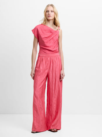 Novie Crinkle Pink Wide Leg Trousers