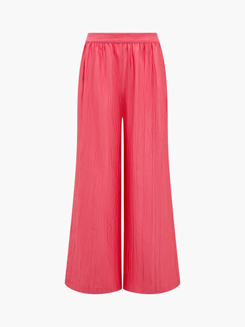 Novie Crinkle Pink Wide Leg Trousers