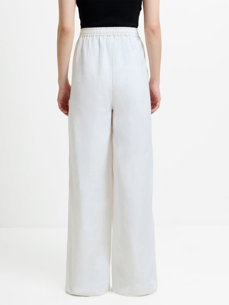 Cooper Linen White Pull-On Wide Leg Trousers