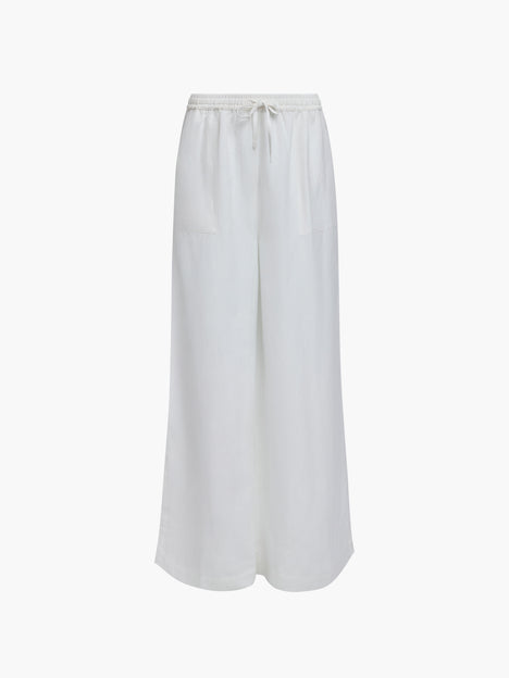 Cooper Linen White Pull-On Wide Leg Trousers