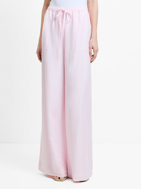 Cooper Linen Light Pink Pull-On Wide Leg Trousers