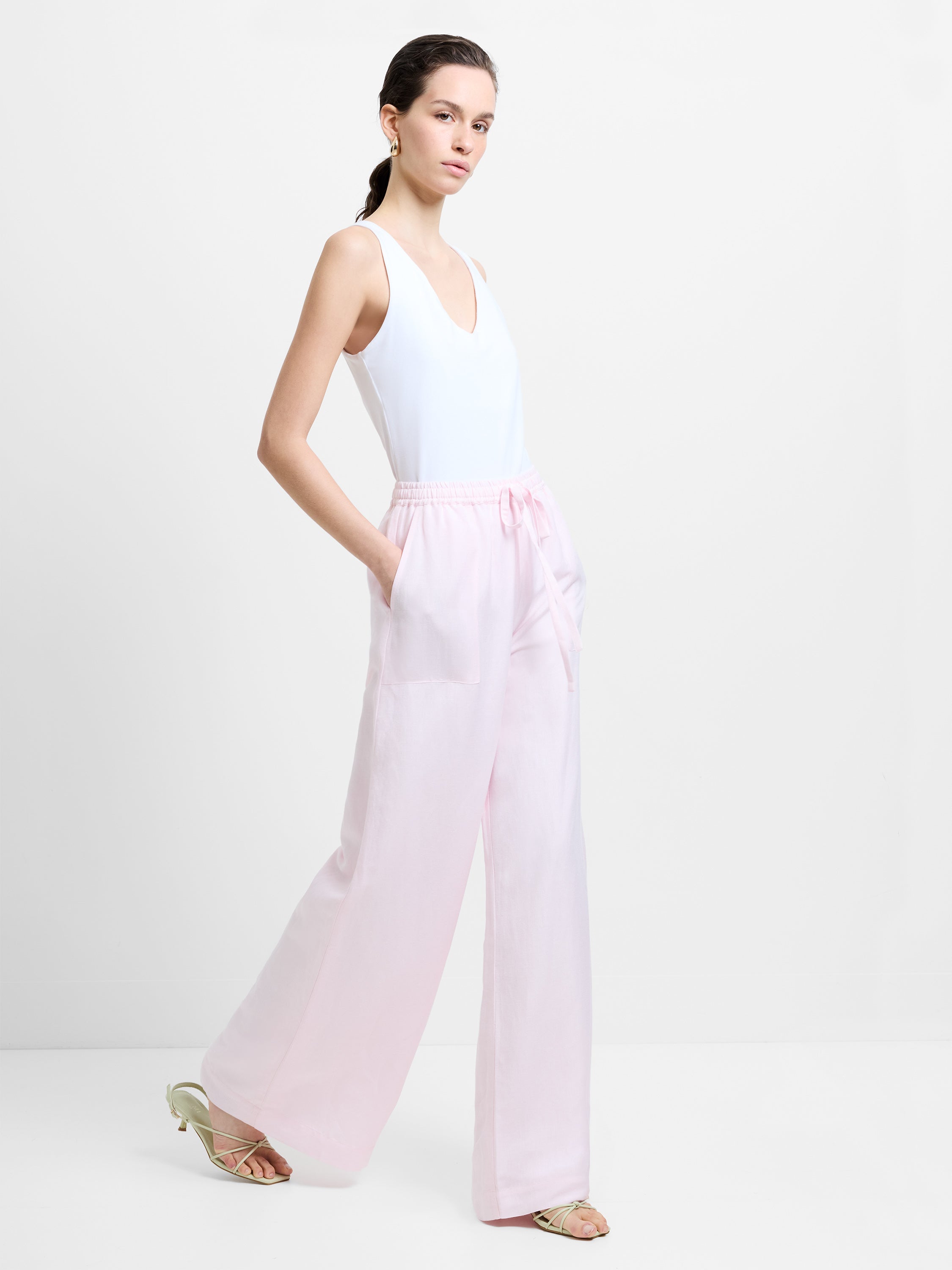 Cooper Linen Light Pink Pull-On Wide Leg Trousers