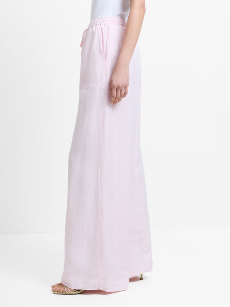 Cooper Linen Light Pink Pull-On Wide Leg Trousers