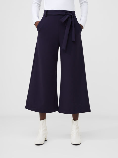 Whisper High Waisted Navy Belted Culotte Trousers