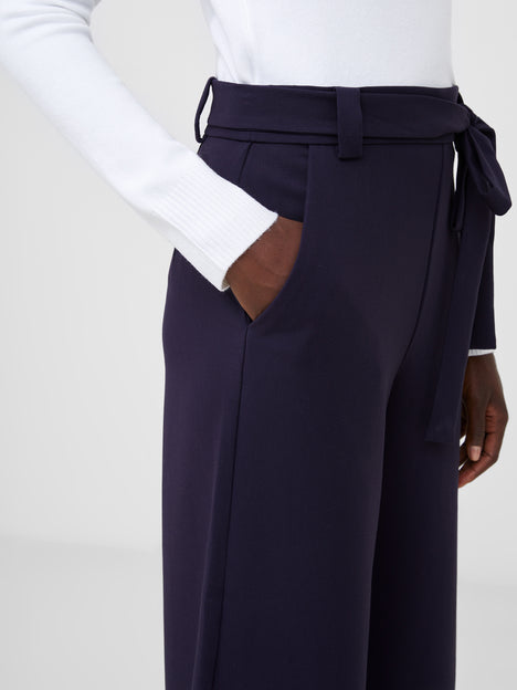 Whisper High Waisted Navy Belted Culotte Trousers