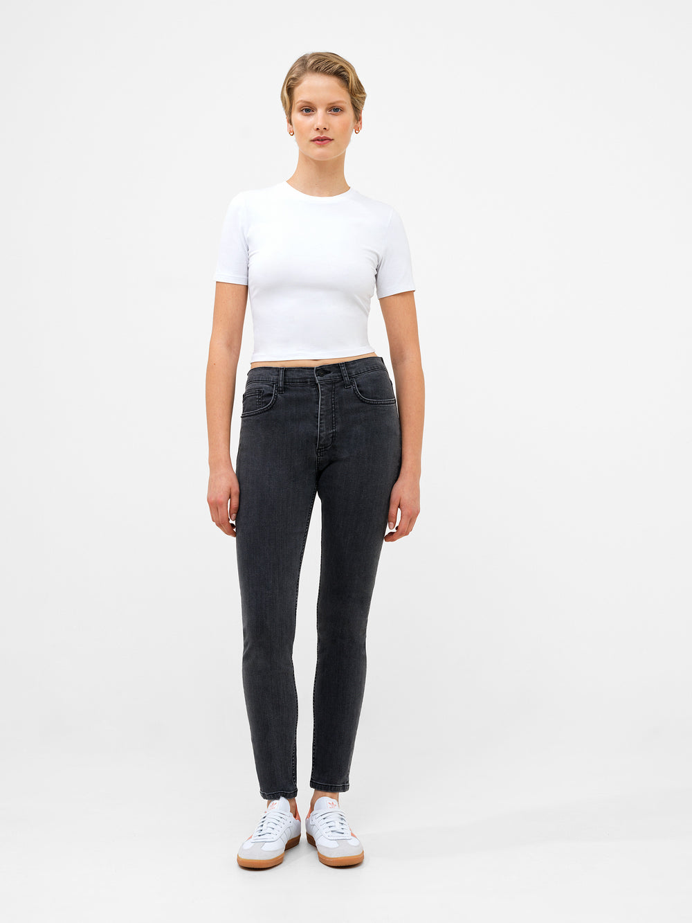 Soft Stretch Denim High Rise Skinny Jeans Charcoal | French Connection UK