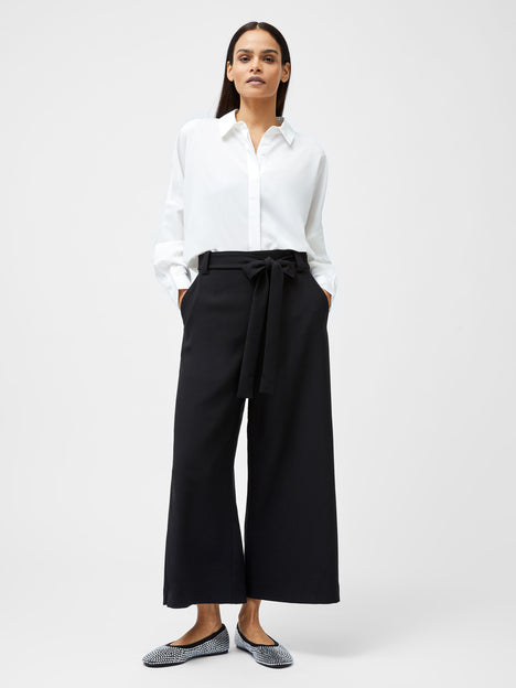 Whisper High Waisted Black Belted Culotte Trousers