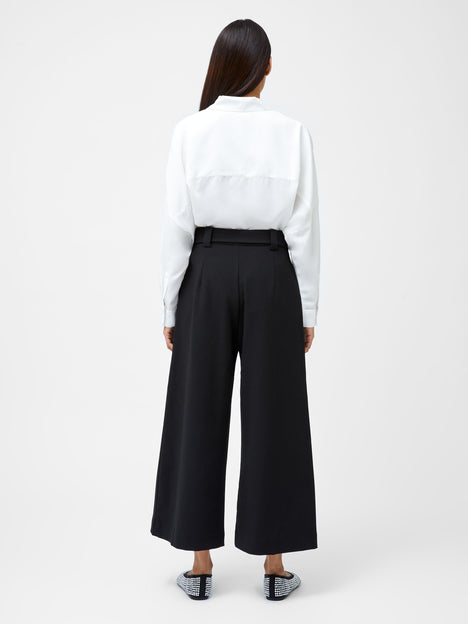 Whisper High Waisted Black Belted Culotte Trousers
