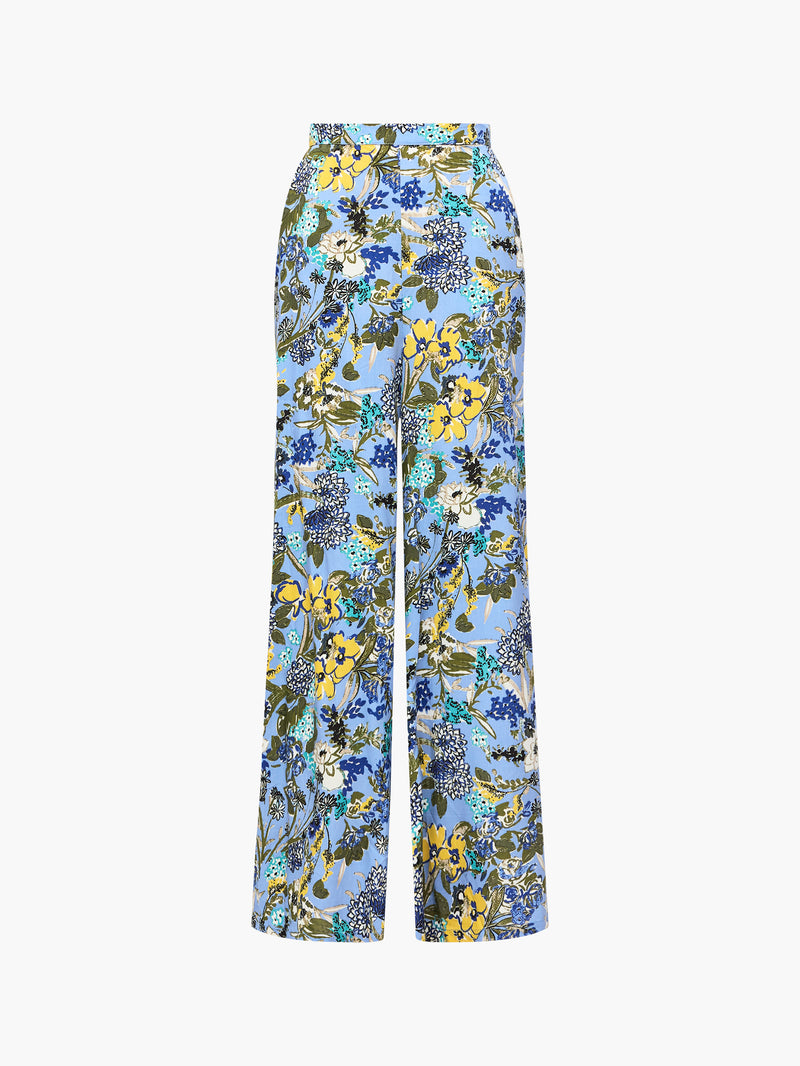 Floral Print Wide Leg Trousers Tranquil Blue | French Connection UK