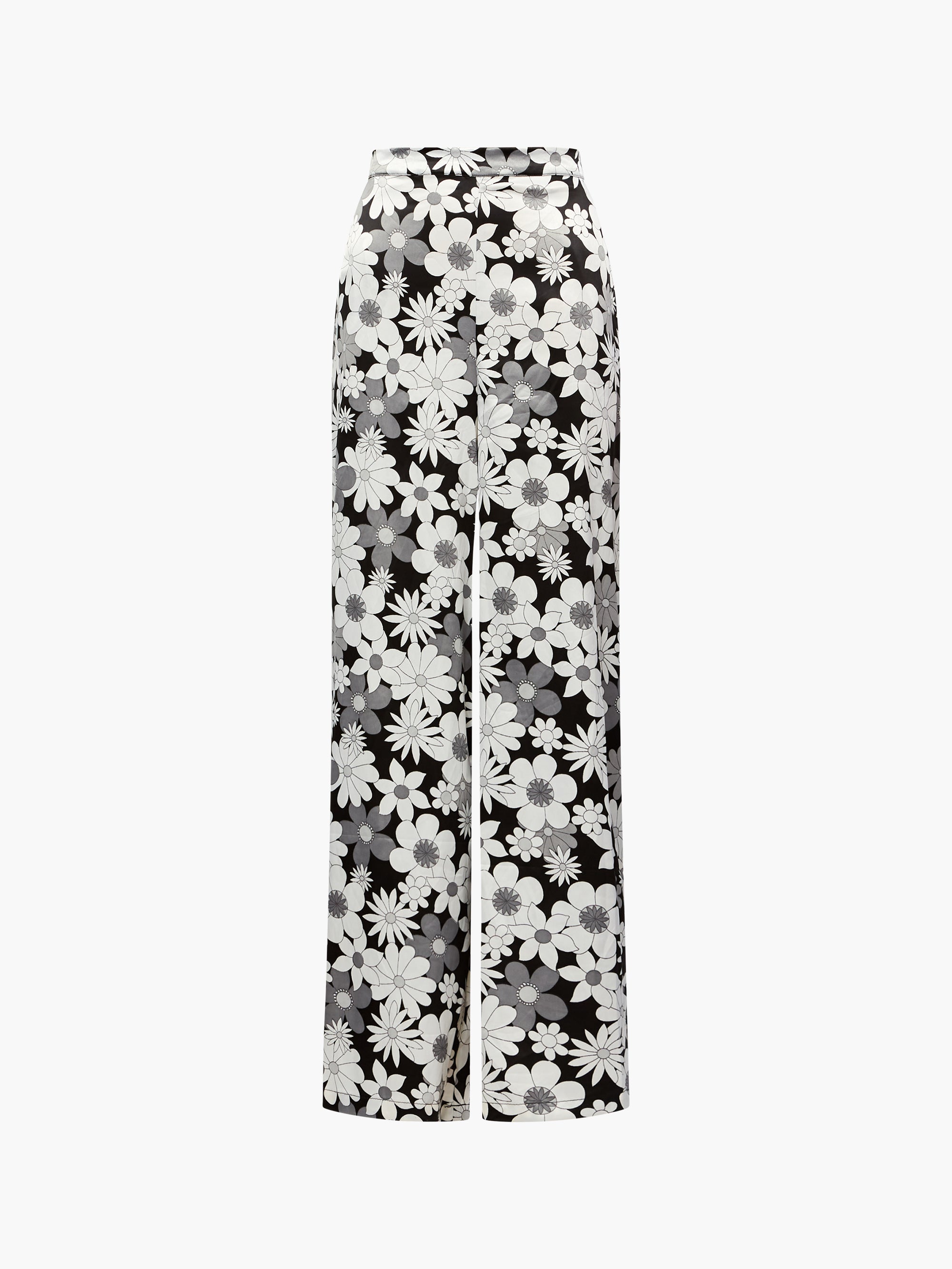 Wide Leg Satin Print Trousers Black Multi French Connection UK