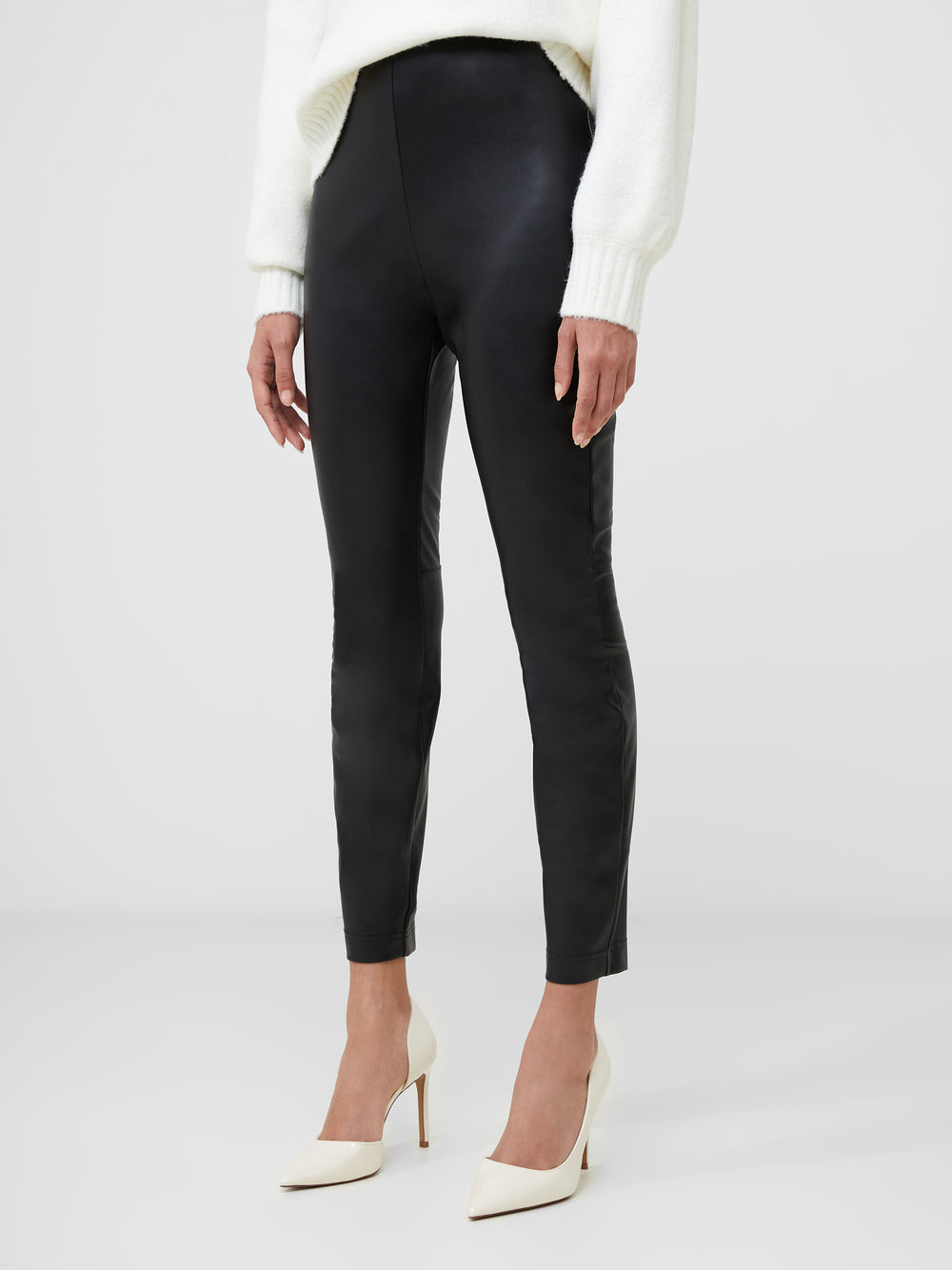 Side Zip Faux Leather Leggings Black | French Connection UK