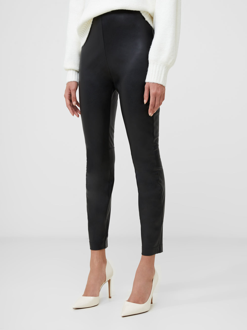 Side Zip Faux Leather Leggings Black