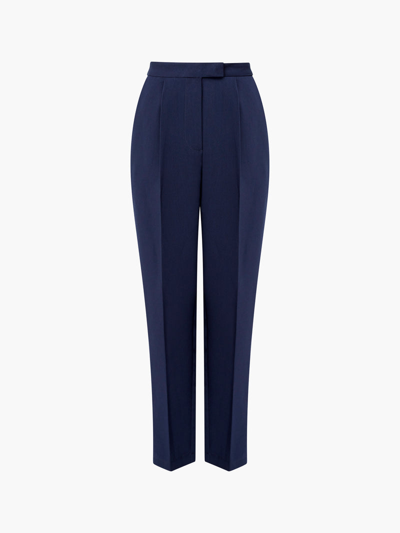 Luxe Pleat Straight Leg Trousers Dark Navy | French Connection UK