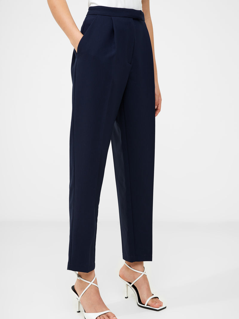 Luxe Pleat Straight Leg Trousers Dark Navy | French Connection UK