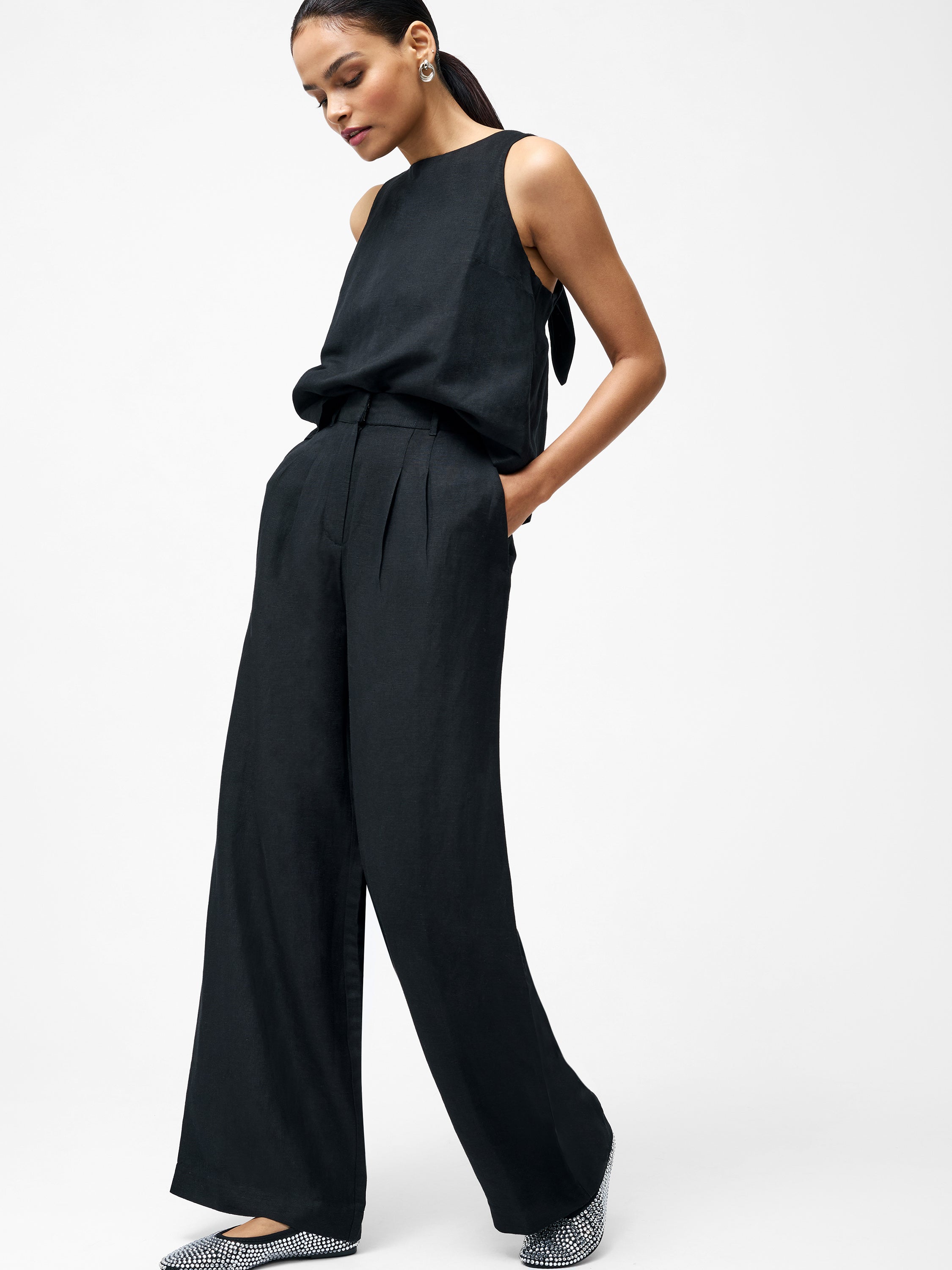 Birdie Linen Wide Leg Trousers