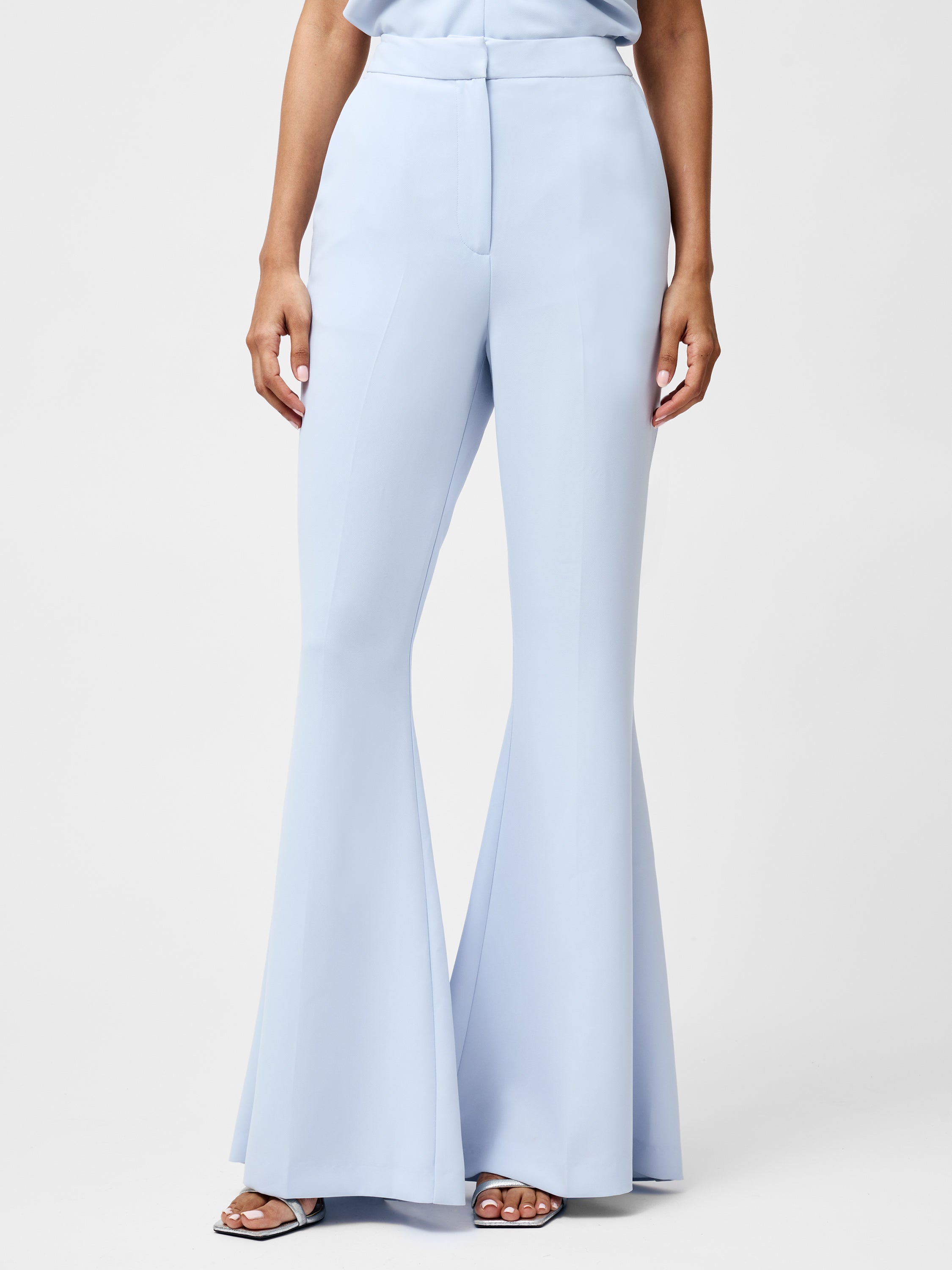 Arlette Flared Leg Trousers Powder Blue French Connection UK