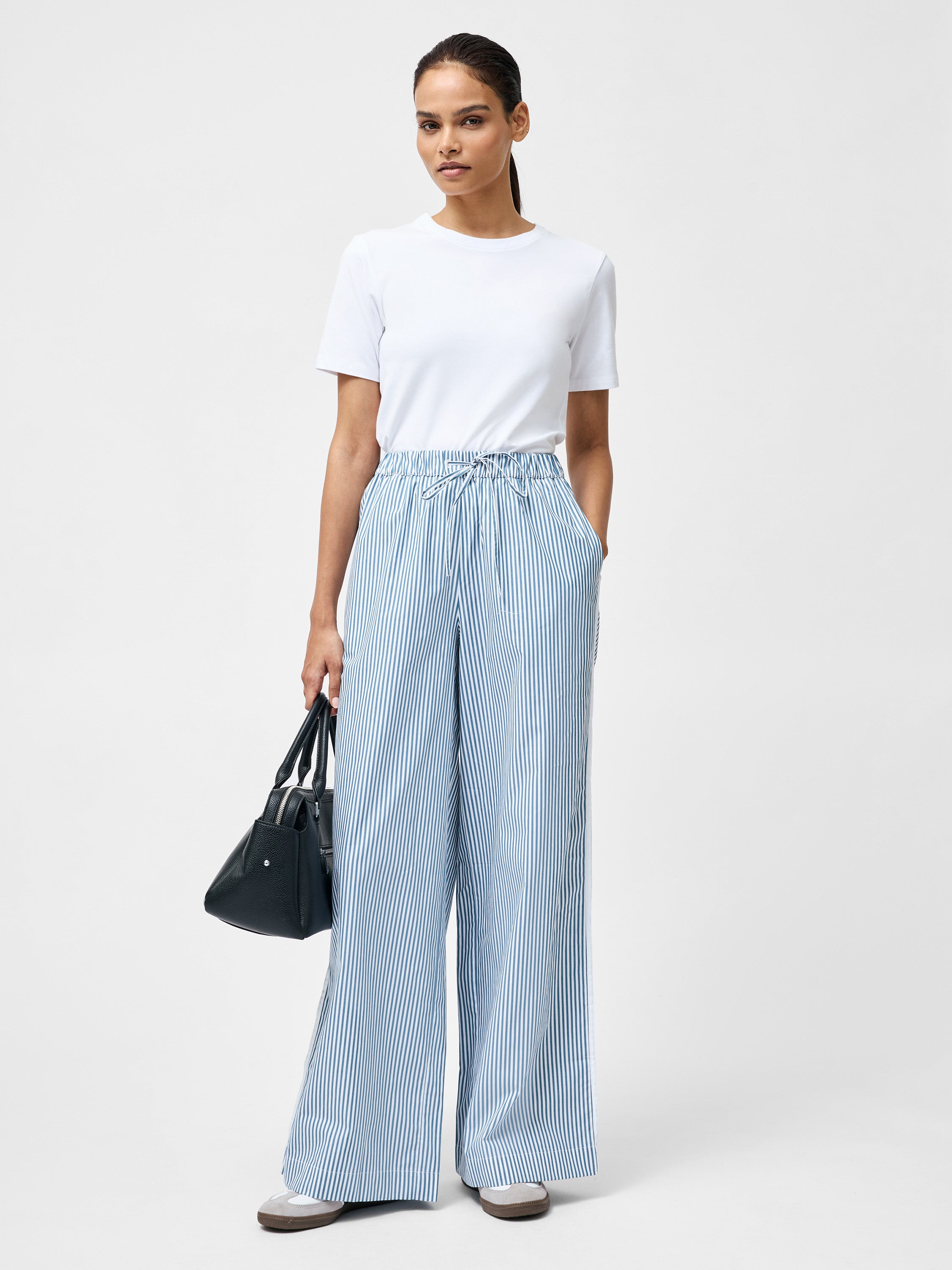 Cambria Cotton Striped Wide Leg Trousers