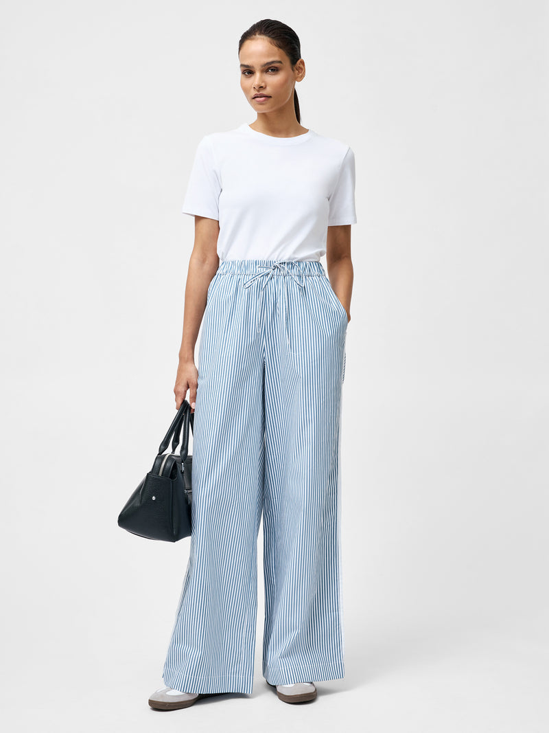Cambria Cotton Striped Wide Leg Trousers