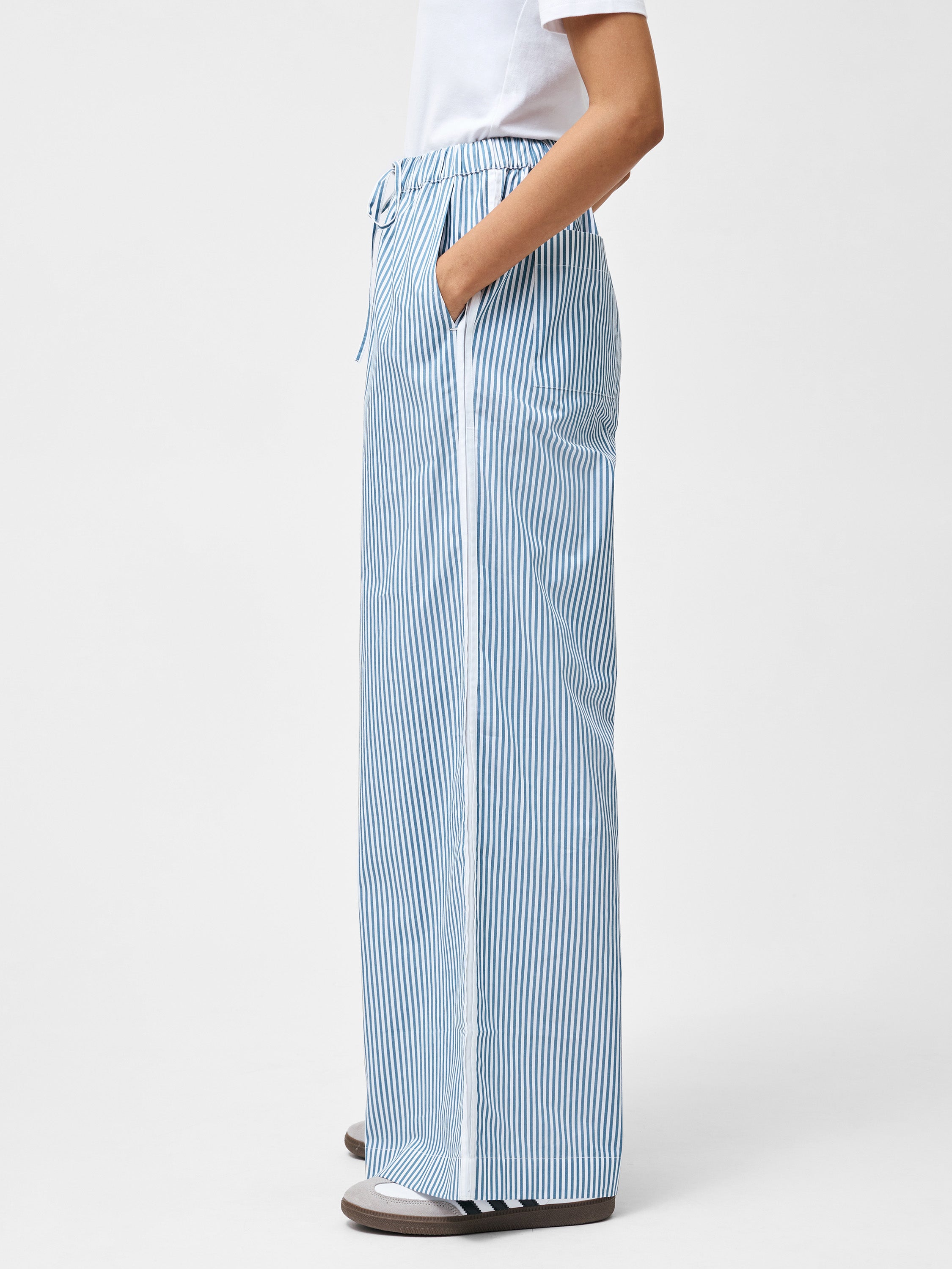 Cambria Cotton Striped Wide Leg Trousers