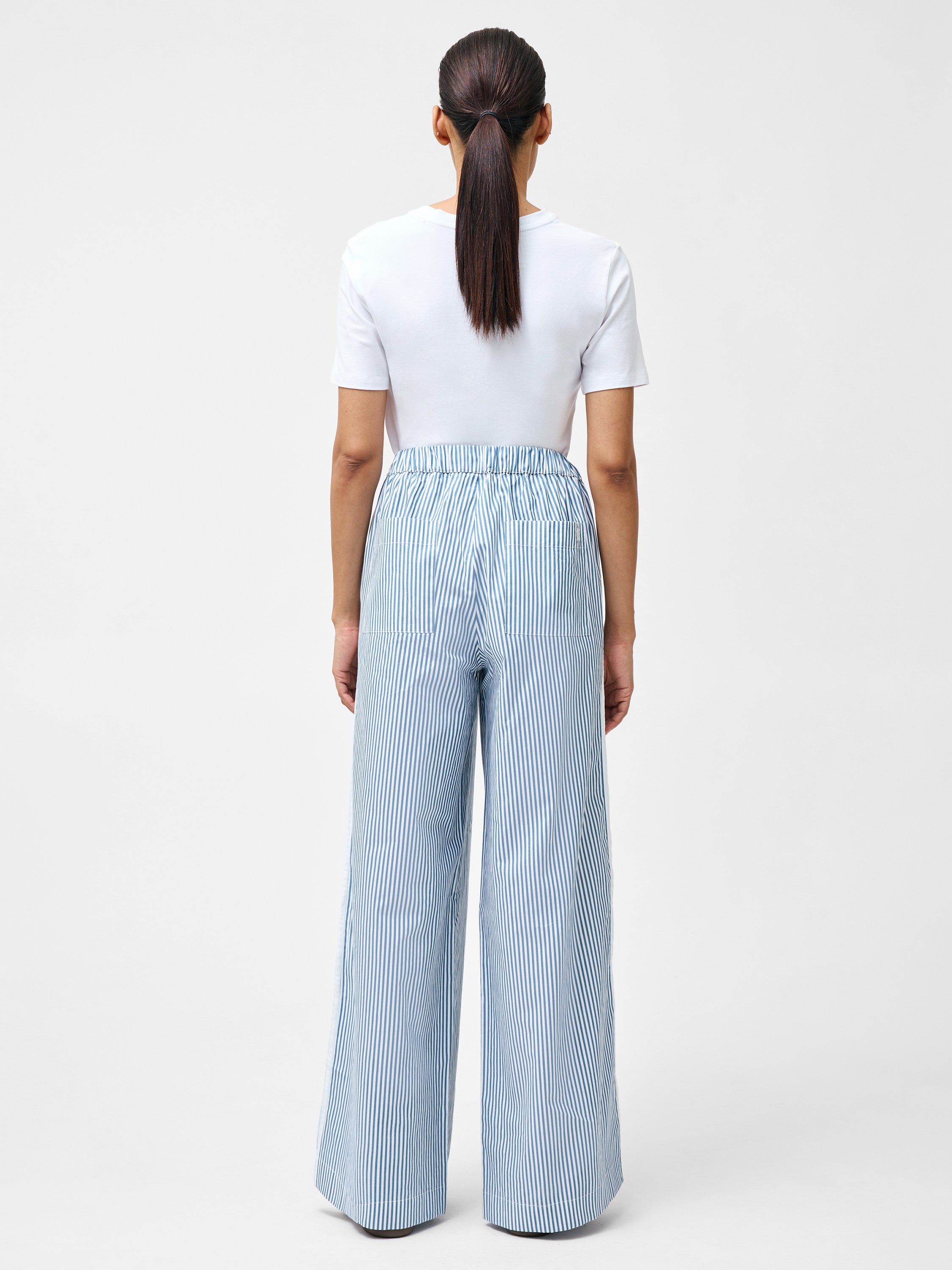 Cambria Cotton Striped Wide Leg Trousers
