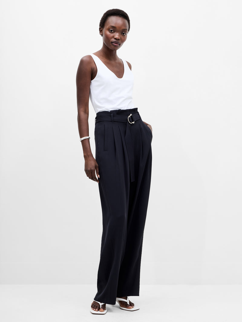 Vinnie Tailored D-Ring Belted Wide Leg Trousers