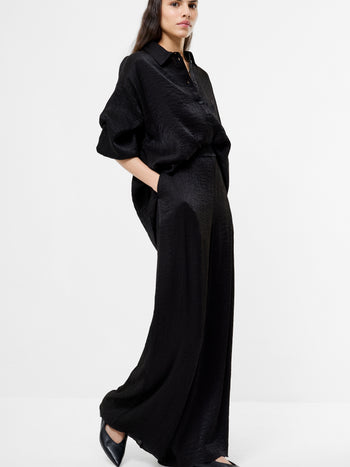 Terry Crinkle Wide Leg Trousers