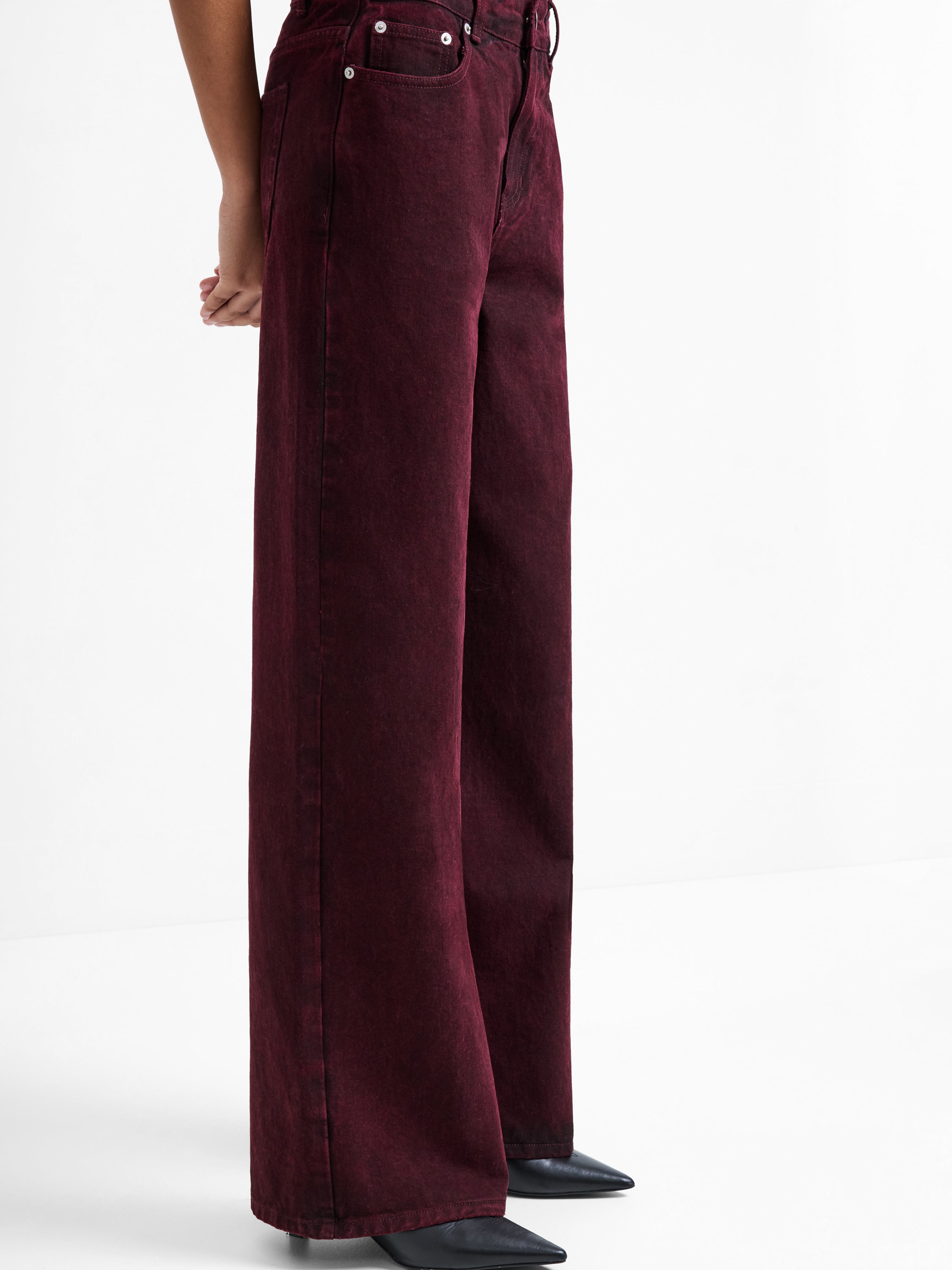 Dallas Denim Straight Leg Jeans Burgundy French Connection UK