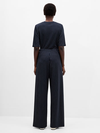 Regina Jersey Pinstripe Wide Leg Trousers