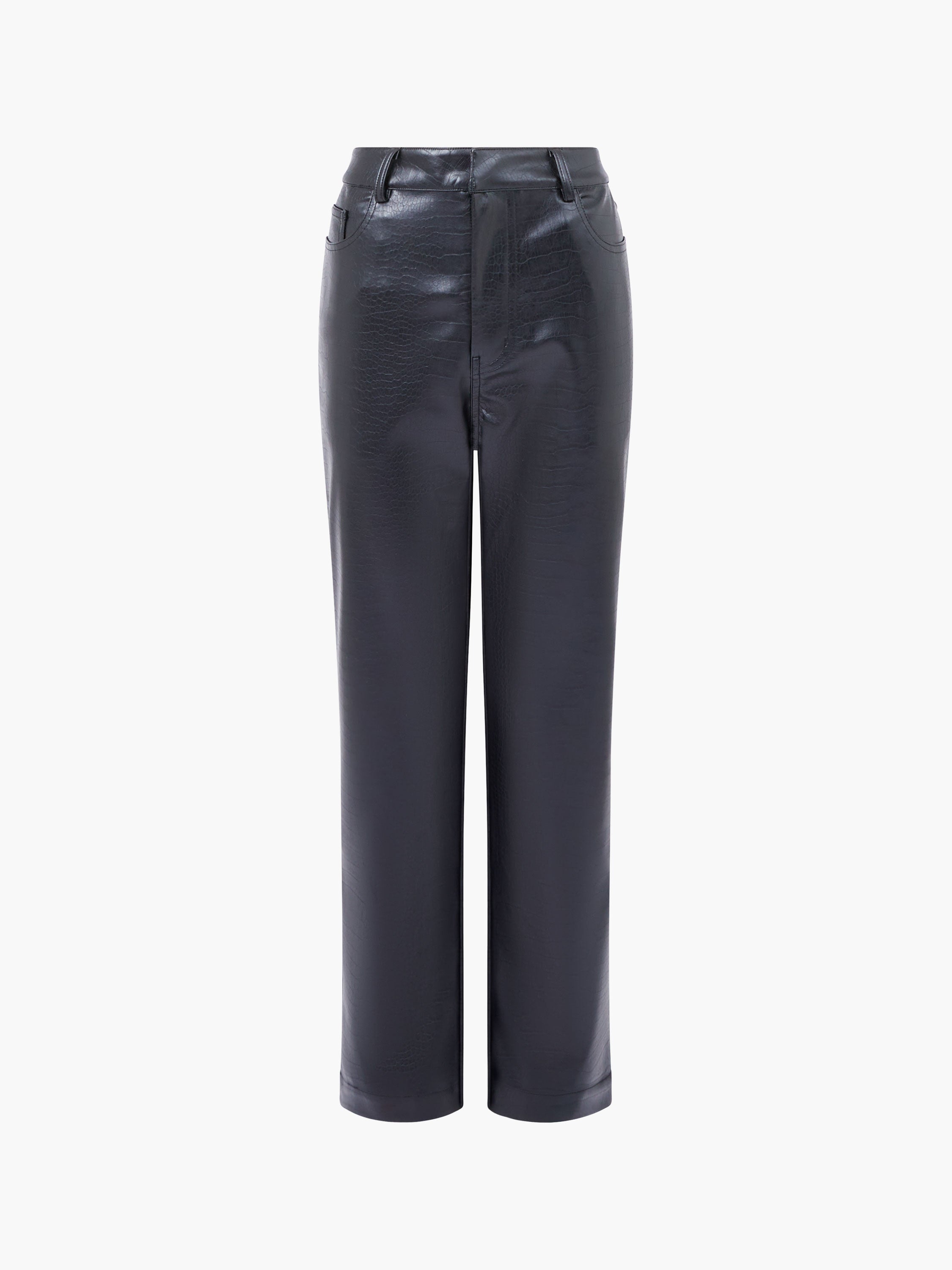 Brody Croc PU Straight Leg Trousers